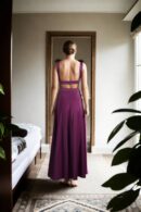 Wine Wool 2-Piece A-Line Gown with Padded Stretchable Gown - Elegant Formal Wear