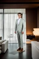 Luxurious Mint Green Mink Fabric Suit - Perfect for Weddings & Formal Occasions