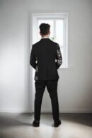 Elegant Black Suiting Fabric Suit with Silver and Brown Sequins Work - Perfect for Weddings & Formal Events