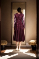 Wine Gown with Net and Sequin Embellishments - Glamorous Evening Wear for Special Occasions