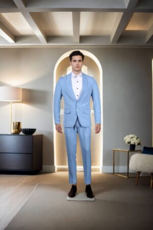 Elegant Sky Blue Peak Lapel Suit Set - Perfect for Weddings & Formal Occasions