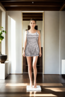 Elegant Grey Net Shimmer Strap Bodycon Dress - Illusion Neckline for Glamorous Occasions