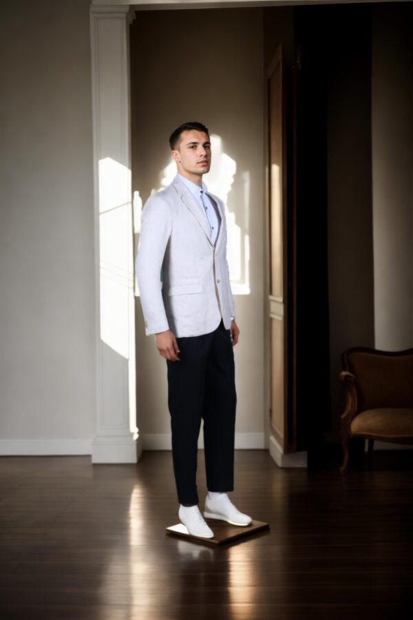 Off-White Denim Blazer with Ivory Edge - Sophisticated Yet Casual Style for Every Occasion - Image 4