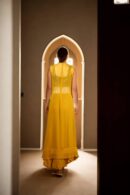 Glamorous Yellow Sequin Embellished Indo-Western Set with Crop Top, Lehenga & Shrug - Perfect for Weddings & Celebrations