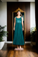 Green Corset Gown with Sequin & Stone Embellishments - Perfect for Glamorous Evenings & Luxury Celebration