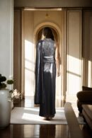 Grey Shimmer Net Dhoti Drape Ready-to-Wear Saree with Corset Belt - Modern Party Wear