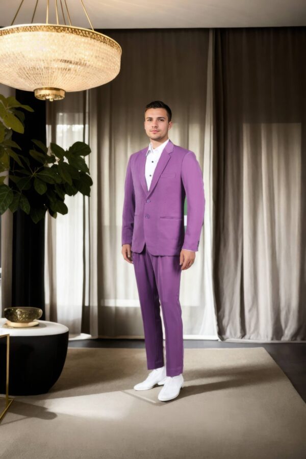Luxurious Royal Purple Notch Lapel Suit - Perfect for Weddings & Formal Occasions - Image 4