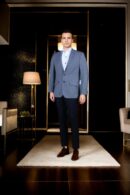 Grey Solid Cotton Slim-Fit Casual Blazer - Notched Lapel, Single-Breasted with Single-Button Closure