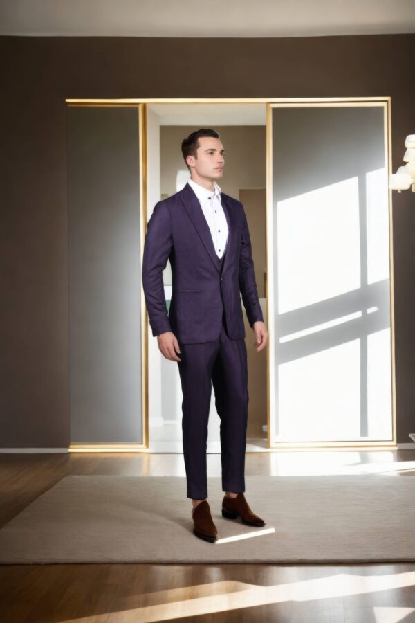 Luxurious Deep Purple Suiting Fabric Set - Perfect for Custom Suits & Tailored Ensembles - Image 3