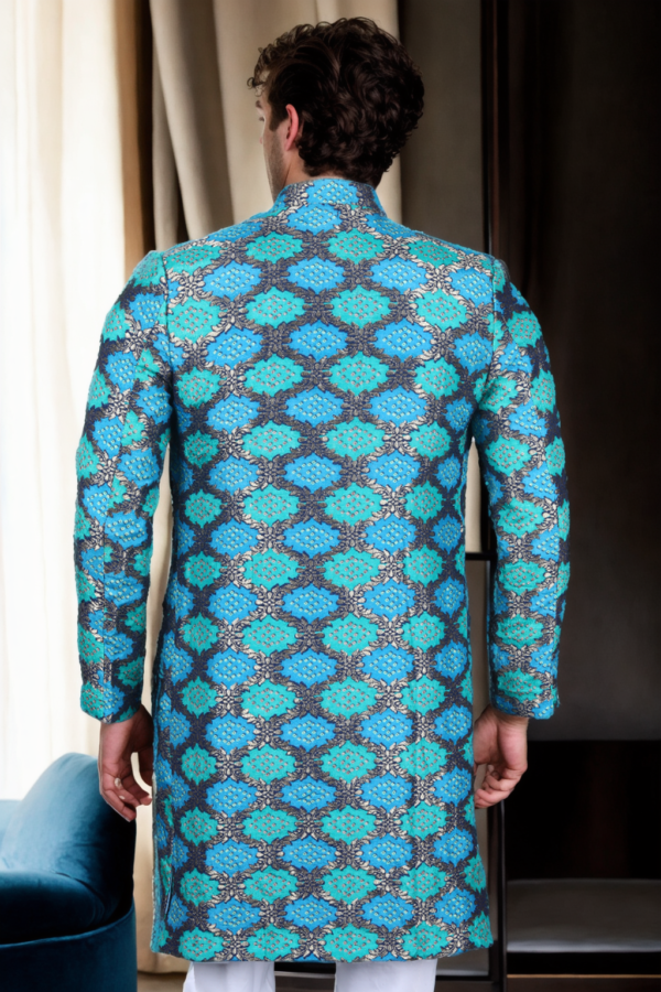 Navy Blue Multicolor Digital Print Jacket - Bold & Stylish Outerwear for Men - Image 4