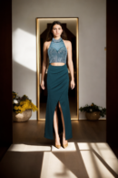 Emerald Green Halter Neck Glam Gown - Perfect for Evening parties & Celebrations