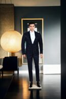 Black Mink Fabric 2-Piece Suit with Satin Shawl Collar - Luxury Formal Wear for Weddings & Special Events