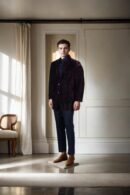 Brown Corduroy Pile Yarn Shining Solid Slim-Fit Casual Blazer - Notched Lapel, Single-Button Closure & Double Vent
