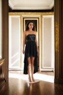 Strapless High-Low Gown with Sequin Detailing and Sweetheart Neckline - Elegant Evening Wear