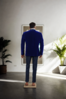 Royal Blue Velvet Blazer Suit with Black Satin Lapel - Perfect for Weddings & Formal Events