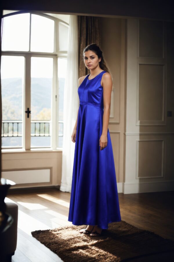 Royal Blue Shaded Net Gown with Diamond Keyhole Back - Perfect for Glamorous Evening Events & Luxury Celebrations - Image 2