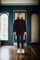 Brown Corduroy Pile Yarn Shining Solid Slim-Fit Casual Blazer - Notched Lapel, Single-Button Closure & Double Vent