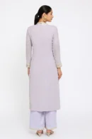 Elegant Lavender Kurti with Mirror and Sequins Embellishments Perfect for Weddings & Festive Occasions