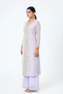 Elegant Lavender Kurti with Mirror and Sequins Embellishments Perfect for Weddings & Festive Occasions