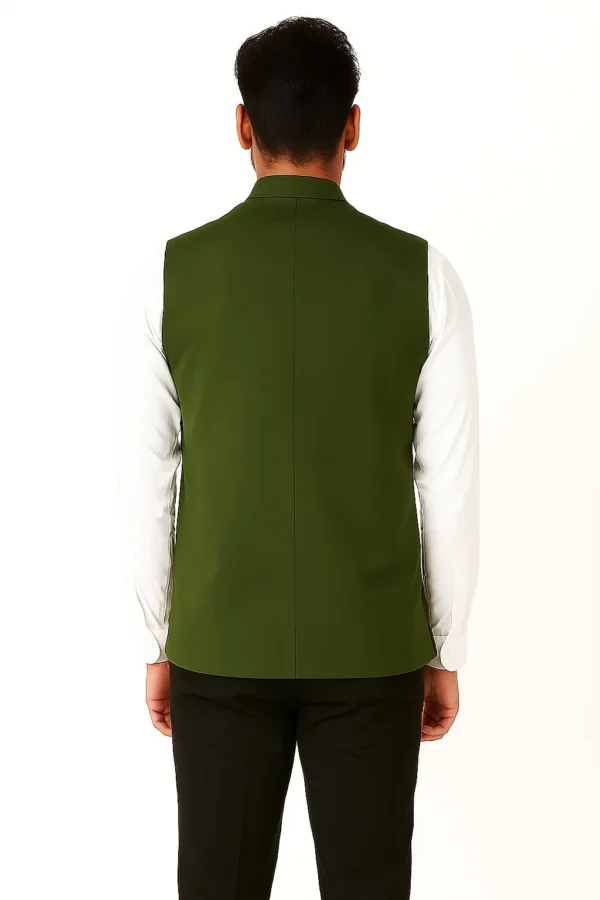 Dark mehendi green colour s/l plain neta jacket - Image 3