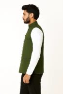 Dark mehendi green colour s/l plain neta jacket